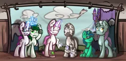 Size: 1280x627 | Tagged: artist:itspencilguy, derpibooru import, fallout equestria, oc, oc:candy stripes, oc:hidden fortune, oc:lost art, oc:nohta, oc:snowflake, oc:undertow, safe, unofficial characters only