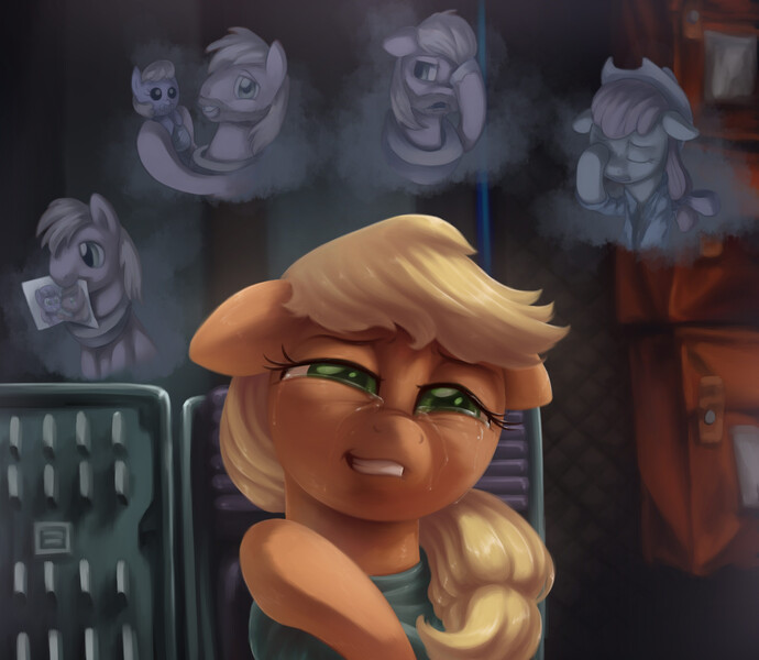 Size: 2000x1740 | Tagged: safe, artist:verulence, derpibooru import, apple bloom, applejack, big macintosh, cheerilee, earth pony, pony, cheerimac, crying, interstellar, male, offspring, older, parent:big macintosh, parent:cheerilee, parents:cheerimac, shipping, stallion, straight