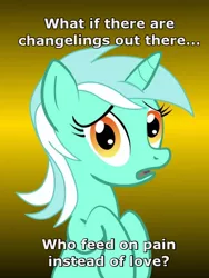 Size: 625x833 | Tagged: changeling, conspiracy lyra, derpibooru import, exploitable meme, lyra heartstrings, meme, semi-grimdark