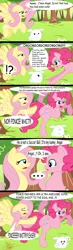 Size: 1024x3494 | Tagged: and then comes a giant fist, angel bunny, artist:killkatt, comic, crying, derpibooru import, dialogue, fluffy angel, fluttershy, fur, kicking, mermaid man and barnacle boy iv, pinkie pie, reference, safe, spongebob squarepants