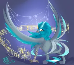 Size: 949x842 | Tagged: safe, artist:farewelldecency, deleted from derpibooru, derpibooru import, oc, oc:teary choir, unofficial characters only, gryphon, griffonized, music, solo, species swap