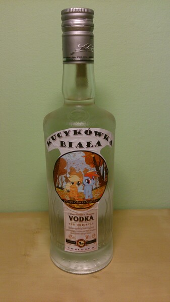 Size: 2204x3920 | Tagged: alcohol, applejack, bottle, custom, derpibooru import, irl, photo, polish, rainbow dash, safe, vodka