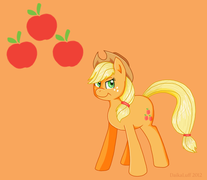 Size: 1000x872 | Tagged: applejack, artist:daikaluff, cutie mark, derpibooru import, looking at you, safe, solo