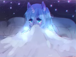 Size: 1280x960 | Tagged: ambiguous facial structure, anthro, artist:marinakirby, bed, chromatic aberration, crying, derpibooru import, princess luna, safe, solo