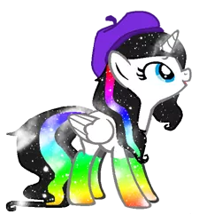 Size: 612x680 | Tagged: safe, artist:digitbrony, derpibooru import, oc, unofficial characters only, alicorn, pony, alicorn oc, beret, gradient, gradient legs, rainbow, solo