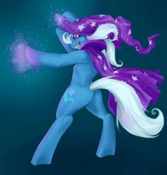 Size: 900x943 | Tagged: safe, artist:tzelly-el, derpibooru import, trixie, pony, bipedal, magic, solo