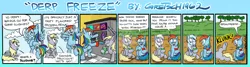 Size: 1600x429 | Tagged: dead source, safe, artist:gretsch1962, derpibooru import, derpy hooves, rainbow dash, pegasus, pony, brain freeze, comic, deviantart watermark, female, mare, obtrusive watermark, slushie, watermark