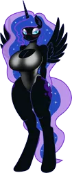 Size: 4202x10000 | Tagged: absurd resolution, alicorn, anthro, artist:salemcat, artist:zev, big breasts, blushing, breasts, busty nightmare moon, cleavage, clothes, derpibooru import, female, latex, nightmare moon, one-piece swimsuit, sexy, simple background, solo, solo female, stupid sexy nightmare moon, suggestive, swimsuit, thunder thighs, transparent background, unguligrade anthro, wide hips