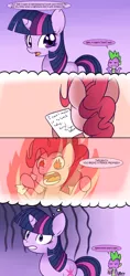 Size: 1124x2378 | Tagged: angry, artist:solar-slash, comic, derpibooru import, fire, flashback, glare, gritted teeth, ice cream, ice cream cone, imagine spot, open mouth, pinkie pie, pinkie promise, red eyes take warning, safe, spike, thought bubble, thousand yard stare, twilight sparkle, wide eyes