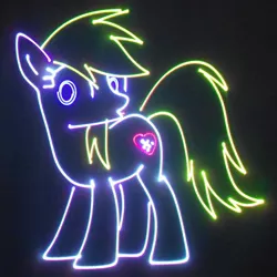 Size: 700x700 | Tagged: safe, derpibooru import, oc, oc:aryanne, unofficial characters only, pony, dancing, heart, laser, looking at you, nazi, neon, science, solo, swastika