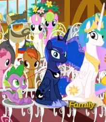 Size: 711x812 | Tagged: button mash, carrot cake, colter sobchak, daisy, derpibooru import, discovery family logo, dizzy twister, edit, edited screencap, female, flower wishes, male, orange swirl, ponies standing next to each other, princess celestia, princess luna, ruby pinch, safe, screencap, shipping, slice of life (episode), spike, spiluna, straight, twinkleshine