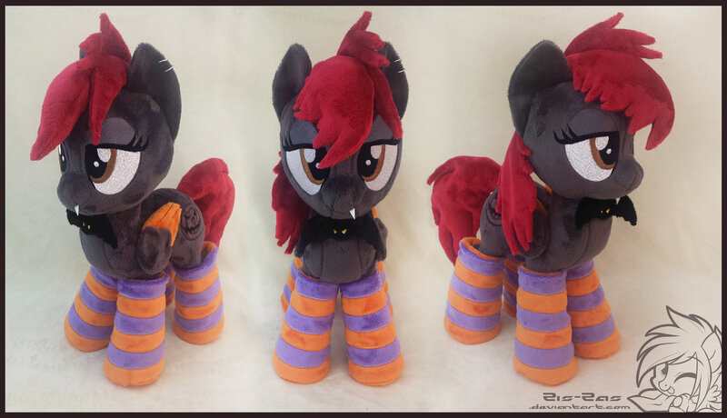 Size: 1600x920 | Tagged: safe, artist:zizzaz, derpibooru import, oc, oc:spiral night, unofficial characters only, bat, pegasus, pony, bedroom eyes, clothes, halloween, irl, photo, plushie, socks, striped socks