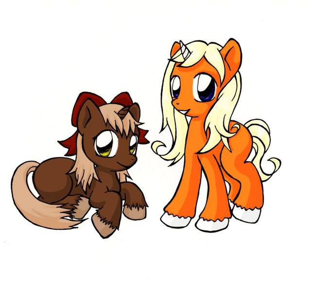 Size: 1000x944 | Tagged: safe, artist:rya mcshme, derpibooru import, oc, oc:dreamsicle, oc:pembroke, unofficial characters only, pony, unicorn, digital art, hair bow