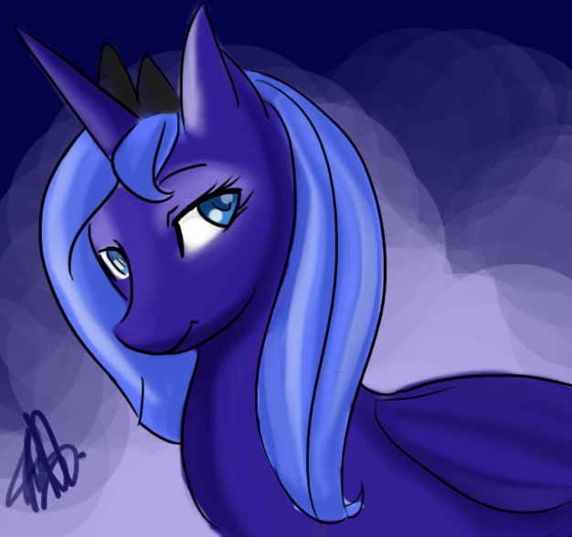 Size: 626x587 | Tagged: artist:nazorthegreater, derpibooru import, looking at you, portrait, princess luna, s1 luna, safe, solo