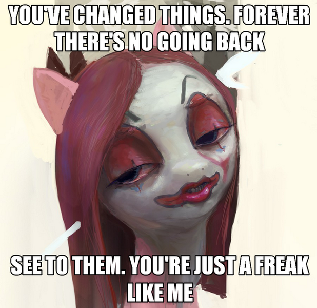 Size: 669x650 | Tagged: artist:php91, clown, derpibooru import, grimdark, image macro, makeup, meme, pinkamena diane pie, pinkie pie, realistic, sad, solo, the dark knight