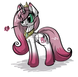 Size: 424x423 | Tagged: safe, artist:sapphfyr, derpibooru import, oc, oc:kivil, unofficial characters only, pony, unicorn, crown, gold, heart, solo