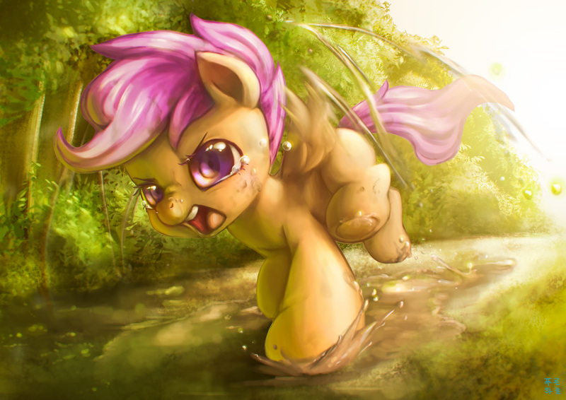 Size: 3508x2480 | Tagged: artist:mrs1989, crying, derpibooru import, mud, safe, scootaloo, solo