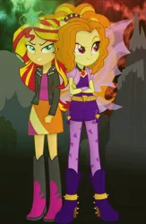 Size: 4299x6585 | Tagged: safe, artist:mit-boy, derpibooru import, adagio dazzle, sunset shimmer, equestria girls, rainbow rocks, absurd resolution, boots, fin wings, pony ears, shoes, vector