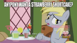 Size: 1280x722 | Tagged: safe, derpibooru import, screencap, derpy hooves, pegasus, pony, slice of life (episode), blueberry muffin (strawberry shortcake), cherry jam, female, huckleberry pie, lemon meringue (strawberry shortcake), mare, orange blossom (strawberry shortcake), plum pudding, raspberry torte, sad, strawberry shortcake, strawberry shortcake (character), strawberry shortcake's berry bitty adventures