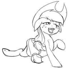 Size: 1280x1234 | Tagged: ahegao, applejack, artist:vulapa, derpibooru import, female, invisible stallion, monochrome, open mouth, sketch, solo, solo female, suggestive