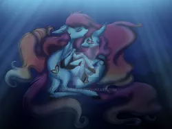 Size: 1024x768 | Tagged: artist:elskafox, comforting, derpibooru import, duality, hug, oc, oc:artline, sad, safe, underwater, unofficial characters only