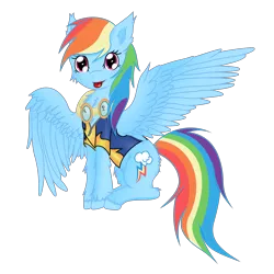 Size: 7848x7848 | Tagged: safe, artist:ponyhd, derpibooru import, rainbow dash, absurd resolution, backwards cutie mark, fluffy, goggles, simple background, solo, tongue out, transparent background, unshorn fetlocks, vector, wonderbolt trainee uniform