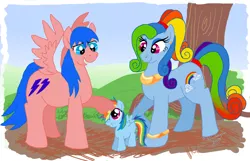 Size: 868x560 | Tagged: safe, artist:bibliodragon, derpibooru import, firefly, rainbow dash, pegasus, pony, family, female, filly, firefly as rainbow dash's mom, foal, g1, g1 to g4, g3, g3 to g4, g4, generation leap, magical lesbian spawn, mare, mother and child, mother and daughter, offspring, the horror, wat, younger