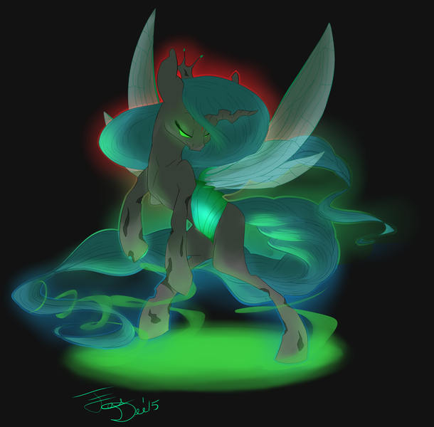 Size: 3057x3007 | Tagged: alternate version, artist:farewelldecency, changeling, changeling queen, changeling queen oc, dancing, derpibooru import, female, oc, rearing, safe, solo, unofficial characters only