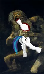 Size: 1660x2812 | Tagged: artist:francisco goya, blood, classic art, derpibooru import, edit, fetish, fine art parody, francisco goya, gore, grimdark, hard vore, parody, saturn, saturn devouring his son, vinyl scratch, vore