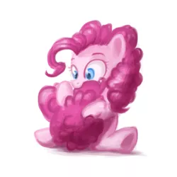 Size: 1000x1000 | Tagged: dead source, safe, artist:annielith, derpibooru import, pinkie pie, earth pony, pony, 30 minute art challenge, cotton candy, cotton candy tail, cute, diapinkes, female, food, mare, pinkie being pinkie, solo, tail, tail bite, tail hug, underhoof