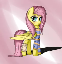 Size: 1000x1024 | Tagged: artist:shan3ng, clothes, derpibooru import, fluttershy, leg wraps, long sleeves, rebel, safe, shirt, solo, tail wrap