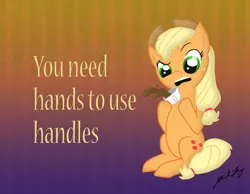 Size: 2268x1756 | Tagged: applejack, artist:fawkesfriend, coffee, derpibooru import, dexterous hooves, funny, handles, photoshop, safe, solo, tea, text