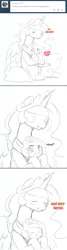 Size: 655x2434 | Tagged: artist:ende26, cute, cutelestia, daaaaaaaaaaaw, derpibooru import, ende will be the end of us, filly, heart, hug, lunabetes, monochrome, pouting, princess celestia, princess luna, safe, scrunchy face, sketch, tumblr, weapons-grade cute, woona, woona knight