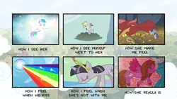 Size: 1024x576 | Tagged: safe, artist:y-mangaka, derpibooru import, derpy hooves, princess celestia, rarity, twilight sparkle, oc, dragon, pegasus, pony, discorded, female, mare, meme, sonic rainboom