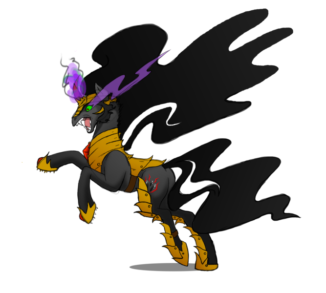 Size: 6000x5400 | Tagged: safe, artist:wolfstar04, derpibooru import, king sombra, absurd resolution, armor, bipedal, dark magic, glow, glowing horn, horn, image, king sideburns, magic, male, png, rearing, simple background, solo, sombra eyes, sombra's cutie mark, transparent background