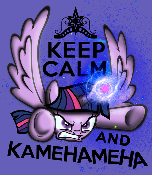 Size: 943x1080 | Tagged: safe, artist:mrocza, derpibooru import, twilight sparkle, twilight sparkle (alicorn), alicorn, pony, twilight's kingdom, angry, dragon ball, dragon ball z, female, flying, kamehameha, keep calm, magic, mare