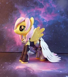 Size: 793x900 | Tagged: safe, artist:krowzivitch, derpibooru import, fluttershy, pegasus, pony, armor, craft, figurine, final fantasy, final fantasy xiii, lightning farron, sculpture, solo, starry backdrop