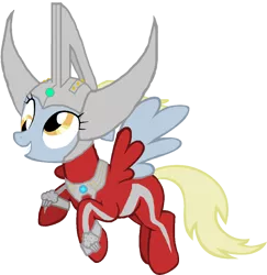 Size: 2185x2249 | Tagged: safe, artist:crisostomo-ibarra, derpibooru import, derpy hooves, pegasus, pony, female, mare, power ponies oc, simple background, solo, taro, transparent background, ultraman, ultraman taro, vector