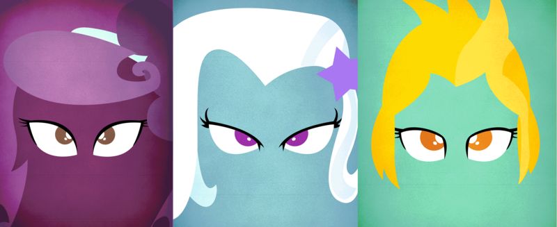 Size: 2642x1080 | Tagged: safe, artist:alexandru1208, derpibooru import, lightning dust, suri polomare, trixie, equestria girls, looking at you, minimalist, vector, wallpaper