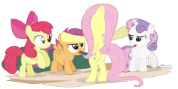 Size: 910x455 | Tagged: safe, artist:dm29, derpibooru import, apple bloom, fluttershy, scootaloo, sweetie belle, pegasus, pony, unicorn, velociraptor, angry, bipedal, blank flank, cutie mark crusaders, derp, female, filly, frown, glare, hooves out, jurassic world, mare, open mouth, parody, prattkeeping, raised hoof, rearing, simple background, smiling, smirk, spread wings, transparent background, wat, wings