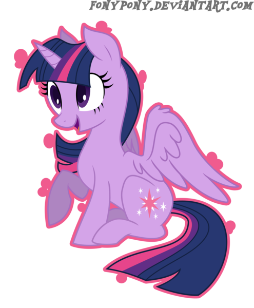 Size: 1280x1550 | Tagged: safe, artist:fonypony, artist:stepandy, derpibooru import, twilight sparkle, twilight sparkle (alicorn), alicorn, pony, female, mare, sitting, smiling, solo, spread wings, wing fluff