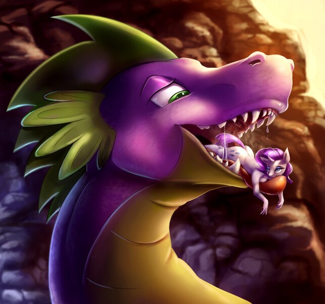 Size: 1280x1194 | Tagged: questionable, artist:sugahbite, banned from derpibooru, deleted from derpibooru, derpibooru import, rarity, spike, anthro, unguligrade anthro, colored, dragons eating horses, drool, female, fetish, image, jpeg, macro, male, mouthplay, older, older spike, open mouth, rariprey, shipping, sparity, spipred, straight, tongue out, vore, willing vore