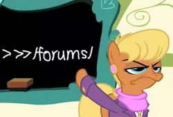 Size: 880x595 | Tagged: chalkboard, chalkboard meme, derpibooru import, edit, edited screencap, exploitable meme, flight to the finish, meme, meta, ms. harshwhinny, ms. harshwhinny's professional chalkboard, obligatory pony, safe, screencap, solo