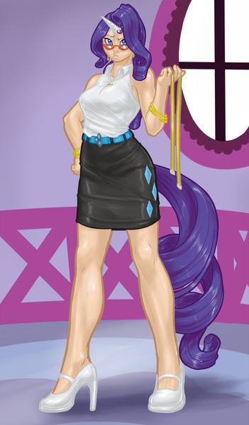 Size: 643x1100 | Tagged: artist:aphexangel, derpibooru import, horned humanization, human, humanized, rarity, safe, sleeveless, tailed humanization