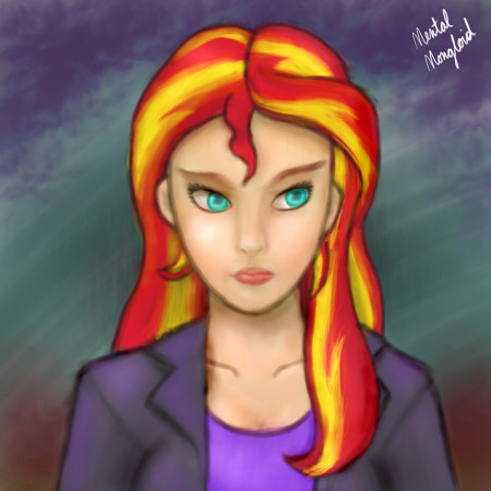 Size: 450x450 | Tagged: safe, artist:mentalmongloid, derpibooru import, sunset shimmer, equestria girls, solo