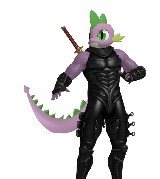 Size: 1138x1272 | Tagged: 3d, anthro, dead or alive, derpibooru import, ninja, ninja gaiden, ryu hayabusa, safe, simple background, spike, transparent background, xnalara