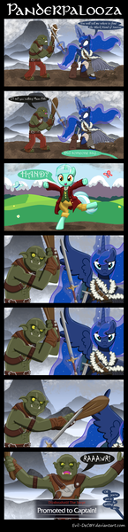 Size: 1500x6200 | Tagged: artist:evil-dec0y, bilbo baggins, bonk, butterfly, club, comic, crossover, derpibooru import, fight, glowing eyes, hand, lord of the rings, lyra heartstrings, mountain, orc, princess luna, safe, shadow of mordor, sword, that pony sure does love hands, the one ring, uruk-hai, wat, weapon