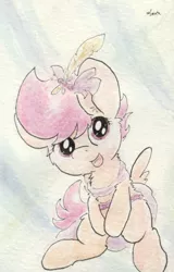 Size: 676x1055 | Tagged: artist:slightlyshade, clothes, derpibooru import, dress, gala dress, safe, scootaloo, solo, traditional art