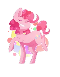 Size: 1024x1325 | Tagged: dead source, safe, artist:samandriilrf, derpibooru import, pinkie pie, earth pony, pony, abstract background, cute, diapinkes, ear fluff, eyes closed, female, mare, smiling, solo