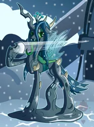 Size: 1875x2514 | Tagged: artist:brother orin, changeling, changeling queen, crossover, derpibooru import, female, glacius, killer instinct, queen chrysalis, safe, solo, video game